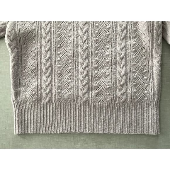 J Crew Sz L Cable Knit Sweater Lilac Alpaca Cottage Preppy Cozy Feminine Soft - Picture 11 of 14